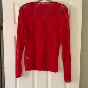 Vibrant Scarlet Lace Women's Blouse